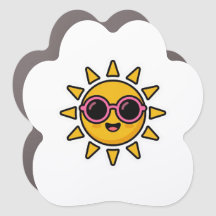 Süßer Kawaii Retro-Sonne mit rosa Sonnenbrille im 