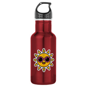 Süßer Kawaii Retro-Sonne mit rosa Sonnenbrille im  Edelstahlflasche