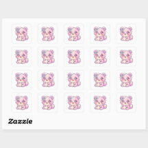 Süßer Kawaii Rosa Bär Pastell Chibi Kätzchen Herz 