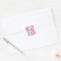 Süßer Kawaii Rosa Bär Pastell Chibi Kätzchen Herz 