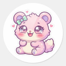 Süßer Kawaii Rosa Bär Pastell Chibi Kätzchen Herz 