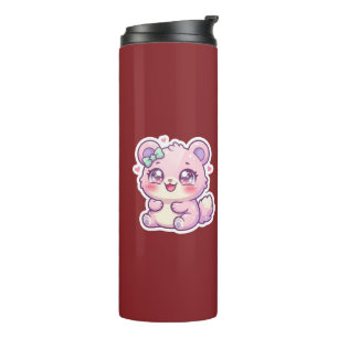 Süßer Kawaii Rosa Bär Pastell Chibi Kätzchen Herz  Thermosbecher