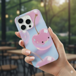 Süßer Kawaii-Rosa-Kirsch-Ästhetik-Handy-Aufkleber iPhone 15 Pro Hülle
