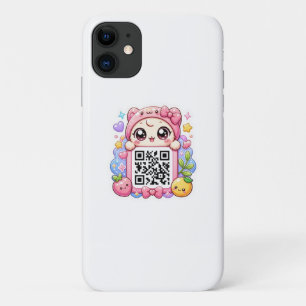 Süßer Kawaii Rosa QR-Code-Charakter Floral Pastell Case-Mate iPhone Hülle