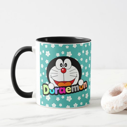 Süßer Kawaii schwarzer Doraemon Anime Tasse (Mit Donut)