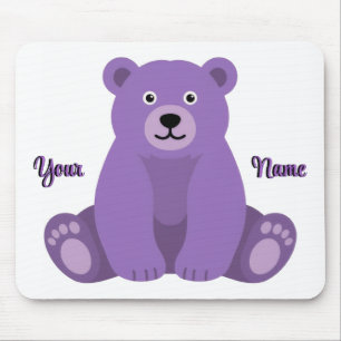 Süßer Kawaii Sitzender Lila Bär Benutzerdefinierte Mousepad
