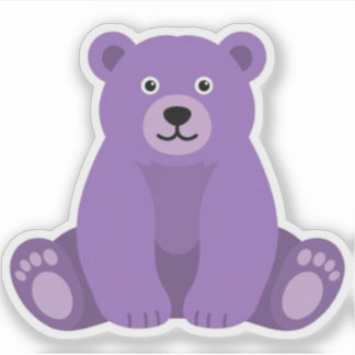 Süßer Kawaii Sitzender Lila Teddybär Vinyl Aufkleber