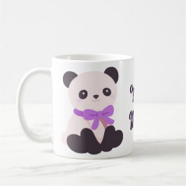 Süßer Kawaii sitzender Panda-Bär mit lila Schleife Kaffeetasse