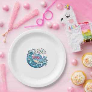 Süßer Kawaii-Sommer-Blauwal-Herz-Sonnenbrillen-Sti Pappteller