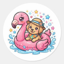Süßer Kawaii Sommer Welpe Flamingo Pool SchwimmSti