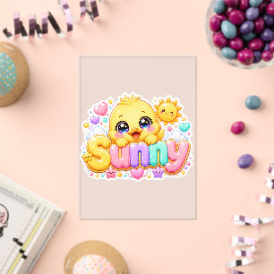 Süßer Kawaii Sonny Küken Name Pastell Rosa Funkeln Acryleinladungen
