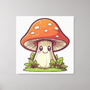 Süßer Kawaii-Stil, Pilzesuche Leinwanddruck