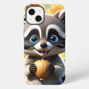 Süßer Kawaii-Stil Waschbär hält eine Eichel iPhone 13 Hülle