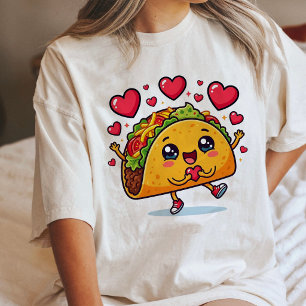 Süßer Kawaii-Taco-Liebesherz Valentinstag Spaß Tri-Blend Shirt