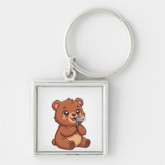 Süßer Kawaii-Teddybär mit Blasen Baby-T-Shirt Schlüsselanhänger