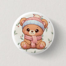 Süßer Kawaii-Teddybär-Winter-Button
