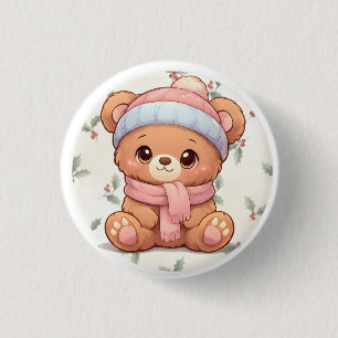 Süßer Kawaii-Teddybär-Winter-Button Button