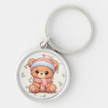 Süßer Kawaii-Teddybär-Winter-Schlüsselanhänger
