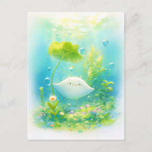 Süßer Kawaii Teufelsrochen Meeresgarten Postkarte
