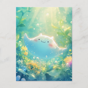 Süßer Kawaii Teufelsrochen Unterwasser Postkarte