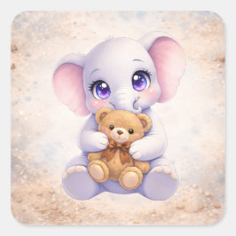 Süßer Kawaii-Tier-Aufkleber Quadratischer Aufkleber