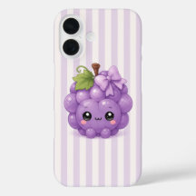 Süßer Kawaii-Traube auf lila gestreiftem Handygehä