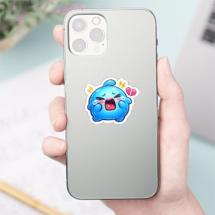 Süßer Kawaii Trauriger Blauer Schleim Weint mit Ze Aufkleber