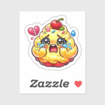 Süßer Kawaii trauriger Cupcake weint mit kaputtem 