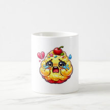Süßer Kawaii trauriger Cupcake weint mit kaputtem 