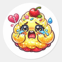 Süßer Kawaii trauriger Cupcake weint mit kaputtem 