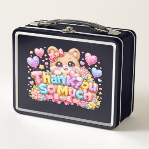 Süßer Kawaii-Vielen-Dank-Teddybär-Pastell-Pi Metall Brotdose
