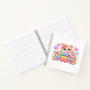 Süßer Kawaii-Vielen-Dank-Teddybär-Pastell-Pi Notizblock