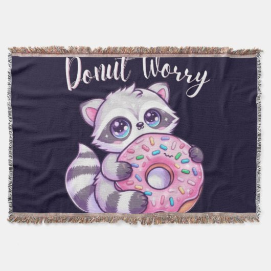 Süßer Kawaii Waschbär Donut Worry Decke (Vorderseite)