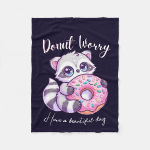 Süßer Kawaii Waschbär - Donut Worry  Fleecedecke