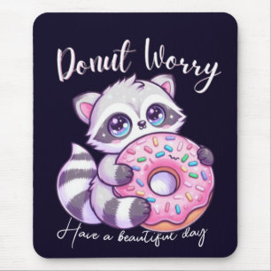 Süßer Kawaii Waschbär - Donut Worry Mousepad