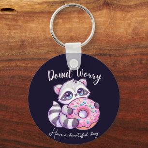 Süßer Kawaii Waschbär - Donut Worry  Schlüsselanhänger