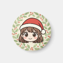 Süßer Kawaii-Weihnachts-Anime-Mädchen-Magnet
