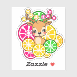 Süßer Kawaii-Zitrus-Hirsch Zitrone Orange Aufkleber