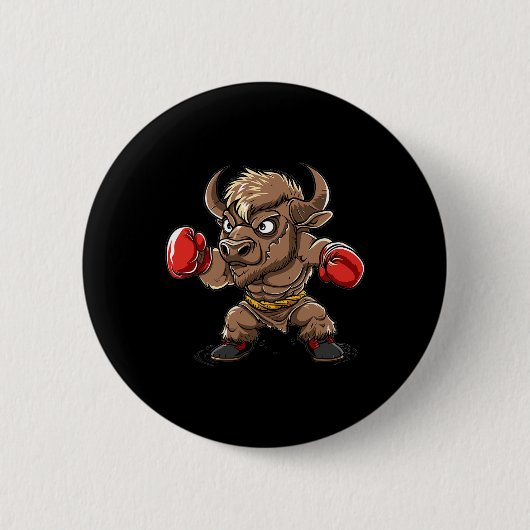 Süßer Kickboxen Bison I Kinder Bison Button (Vorderseite)