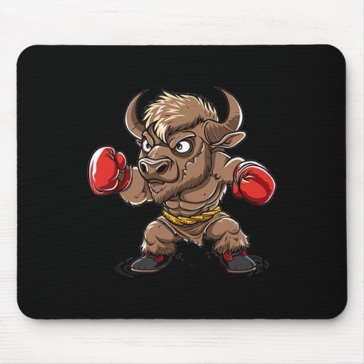 Süßer Kickboxen Bison I Kinder Bison Mousepad (Vorne)