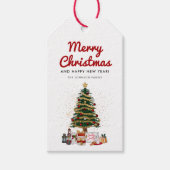 Süßer Kiefernbaum Schriftzug Frohe Weihnachten Url Geschenkanhänger (Vorderseite)