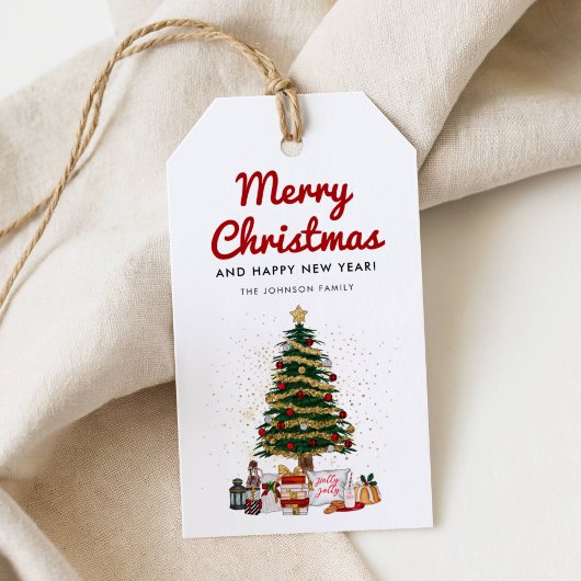 Süßer Kiefernbaum Schriftzug Frohe Weihnachten Url Geschenkanhänger