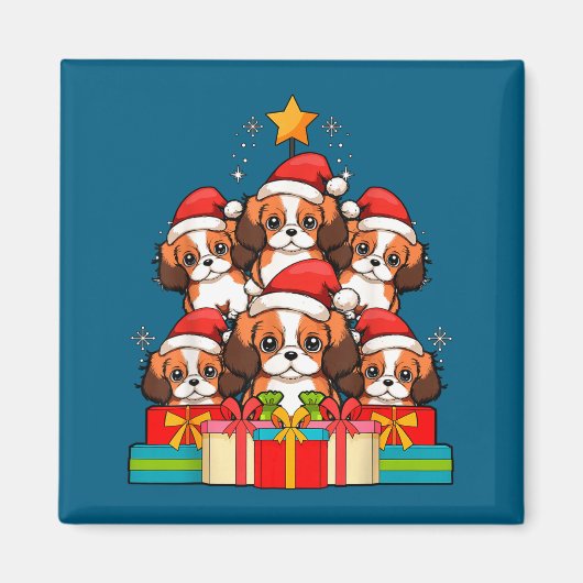 Süßer King Charles Cavalier Le Hund Weihnachtsbaum Magnet (Vorne)