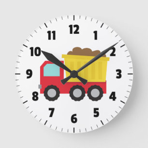 Süßer Kipper, Baustellenfahrzeug, Jungenzimmer Runde Wanduhr