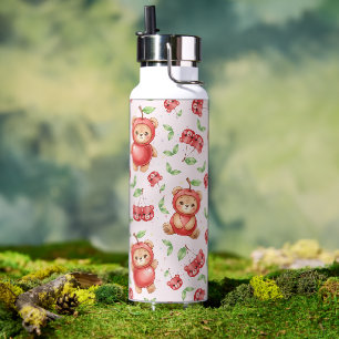 Süßer Kirschbär und Frucht-Nahtlosmuster Trinkflasche