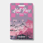 Süßer Kirschblüten-Hall-Pass Customizable Checker Ausweis (Vorderseite)