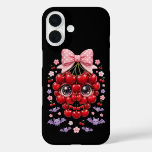 Süßer Kirschenschädel-Bogen-Handyhülle Halloween K iPhone 16 Hülle
