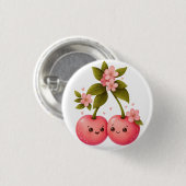 Süßer Kirschliebesaufkleber Button (Vorne & Hinten)