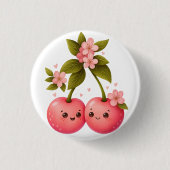 Süßer Kirschliebesaufkleber Button (Vorderseite)