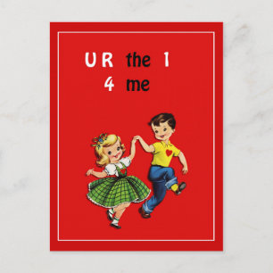 Süßer Kitschiger Valentinstag im Vintage Stil in R Postkarte